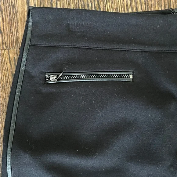 White House Black Market Black Mini Skirt with leather Accents - Picture 2 of 8